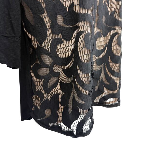 Dolan Black Lace Knit Whimsigoth Pullover Nude Lined Top Shirt Stretch sz M - Picture 2 of 16